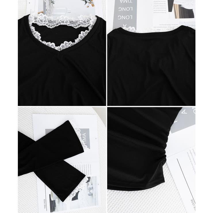 レース付TシャツVネック長袖リブトップス | SUNSHINE CLOSET | 詳細画像23 