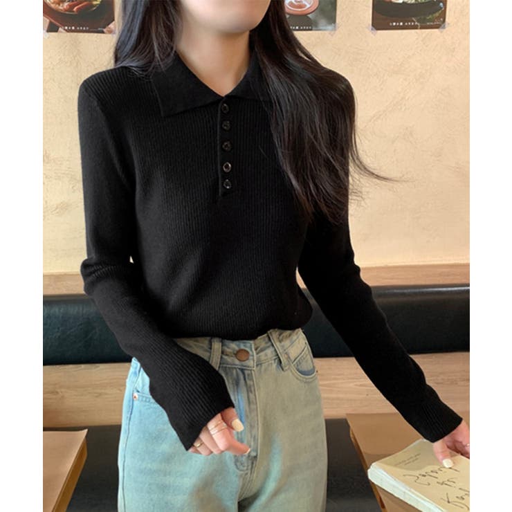 ポロリブニットトップス ベーシック春秋服 | SUNSHINE CLOSET | 詳細画像1 