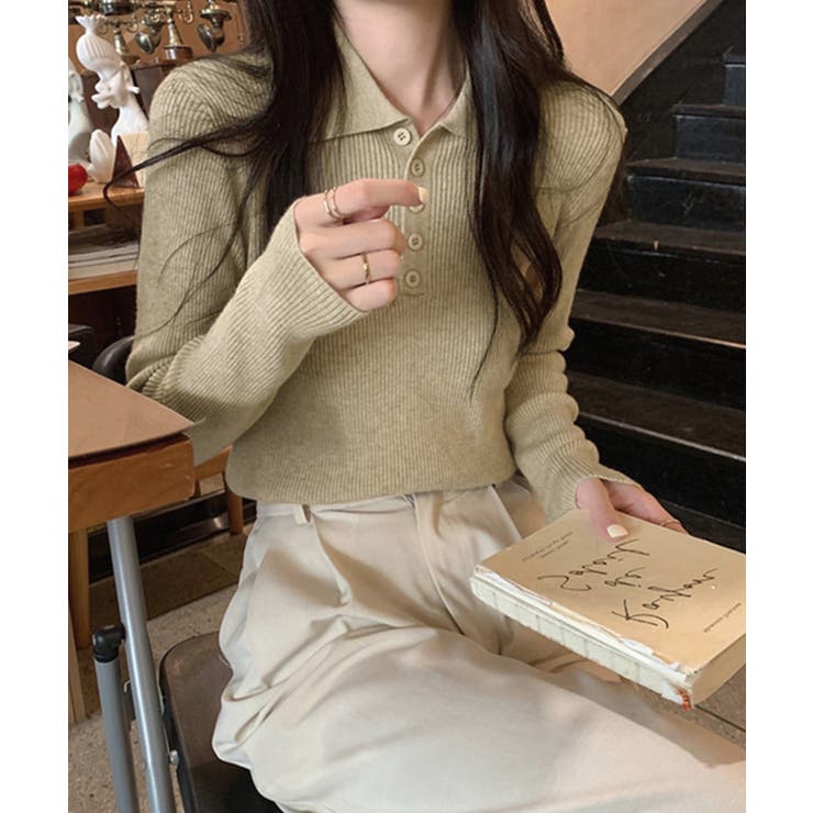 ポロリブニットトップス ベーシック春秋服 | SUNSHINE CLOSET | 詳細画像9 
