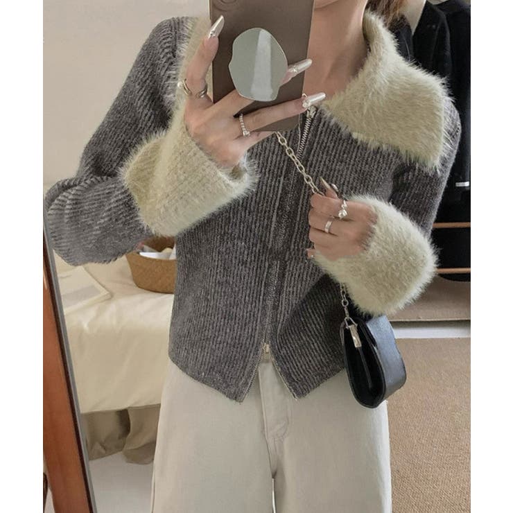 ダブルジップニットカーディガンショート丈 | SUNSHINE CLOSET | 詳細画像1 