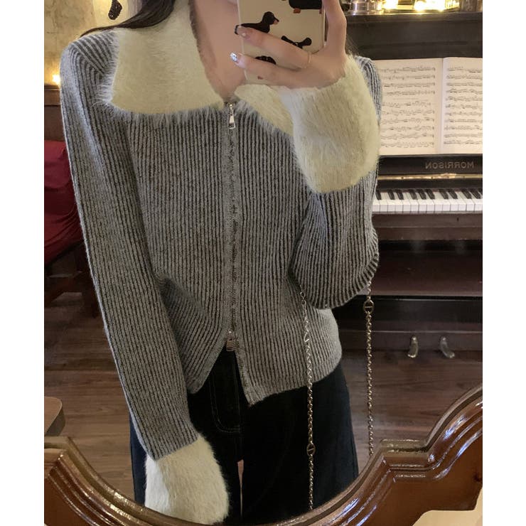 ダブルジップニットカーディガンショート丈 | SUNSHINE CLOSET | 詳細画像6 