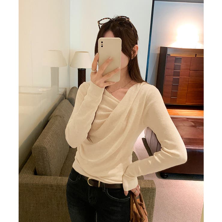 長袖ドレープニットトップス Vネック秋冬 | SUNSHINE CLOSET | 詳細画像4 