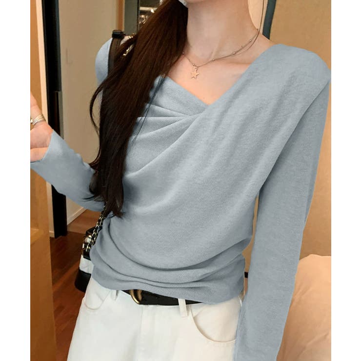 長袖ドレープニットトップス Vネック秋冬 | SUNSHINE CLOSET | 詳細画像9 