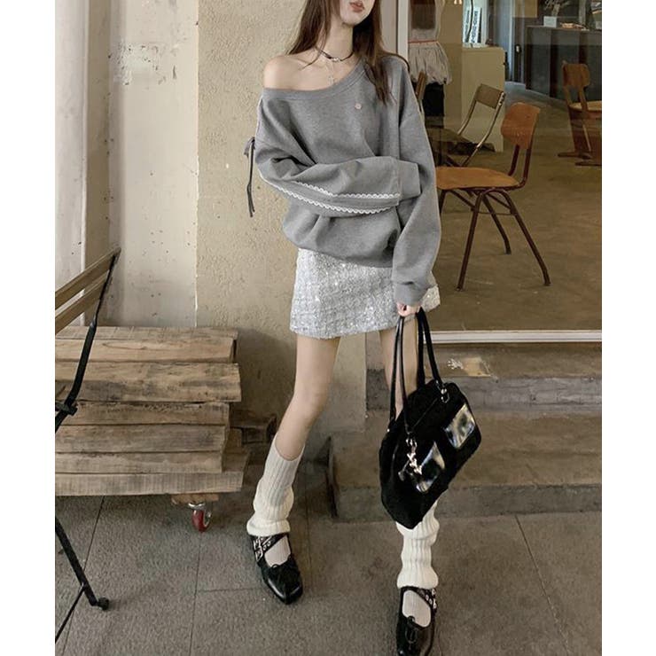 オフショルダースウェット長袖レースリボン | SUNSHINE CLOSET | 詳細画像11 