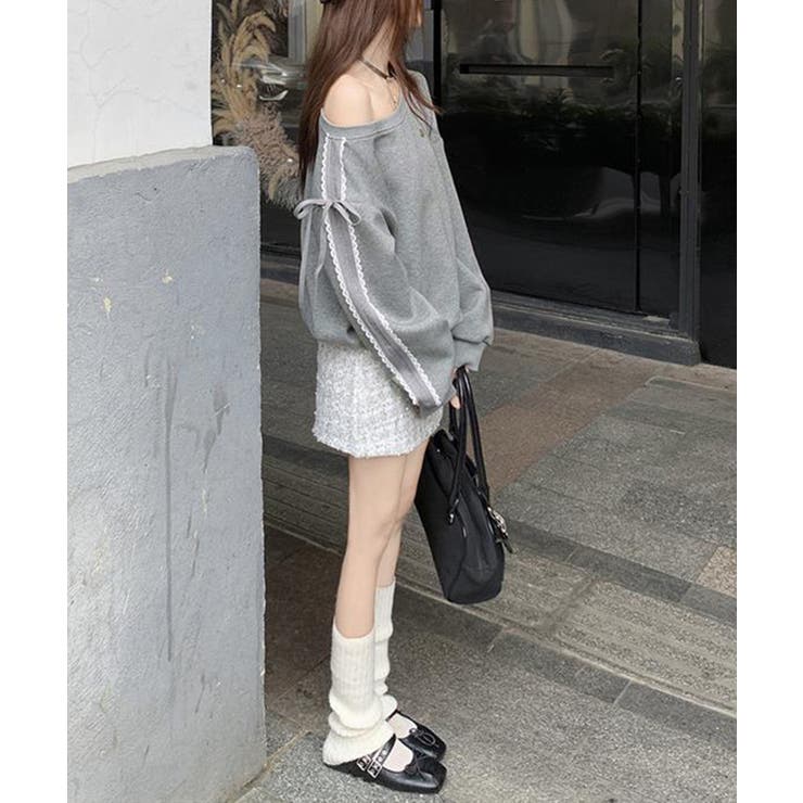 オフショルダースウェット長袖レースリボン | SUNSHINE CLOSET | 詳細画像3 