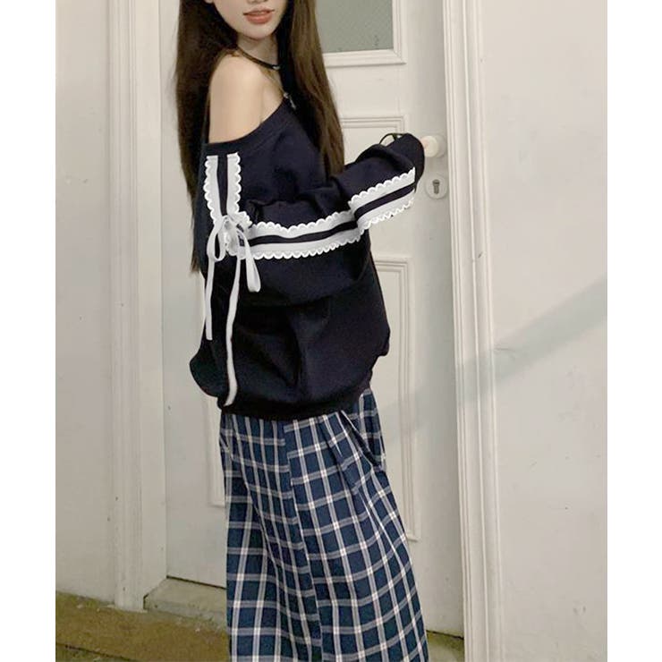 オフショルダースウェット長袖レースリボン | SUNSHINE CLOSET | 詳細画像6 