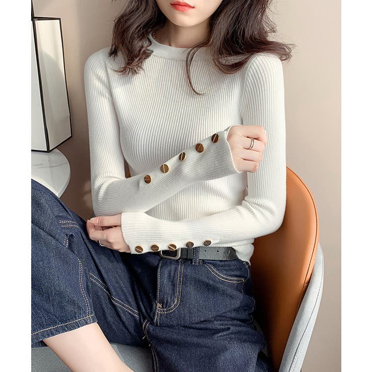 袖ボタン リブニットトップス レディース | SUNSHINE CLOSET | 詳細画像10 