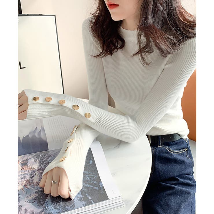 袖ボタン リブニットトップス レディース | SUNSHINE CLOSET | 詳細画像11 