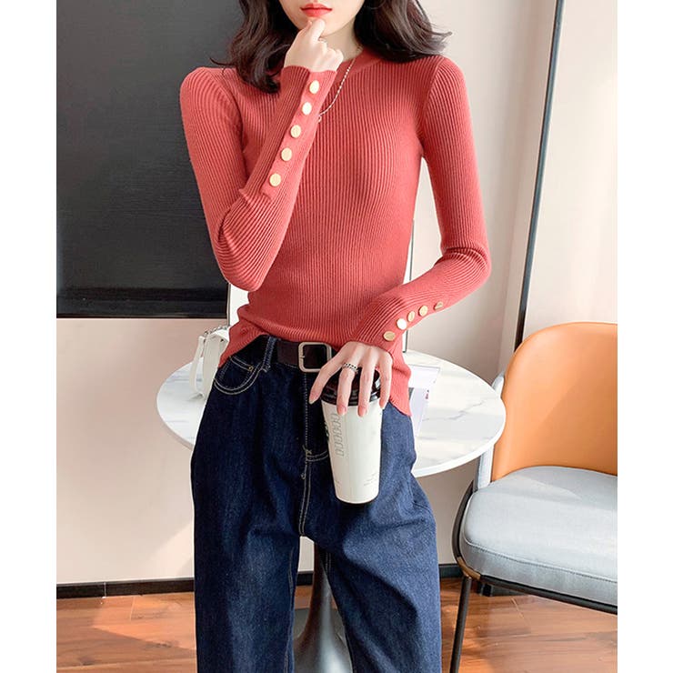 袖ボタン リブニットトップス レディース | SUNSHINE CLOSET | 詳細画像17 