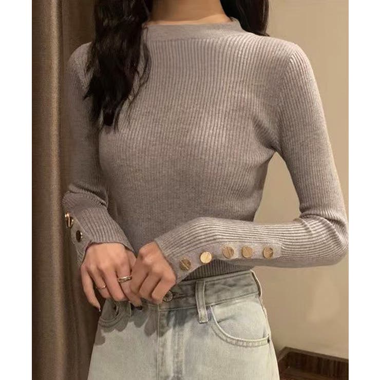 袖ボタン リブニットトップス レディース | SUNSHINE CLOSET | 詳細画像3 