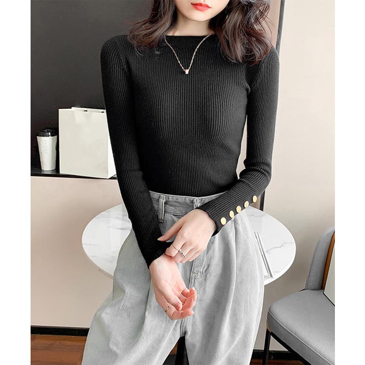 袖ボタン リブニットトップス レディース | SUNSHINE CLOSET | 詳細画像5 