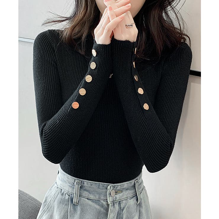 袖ボタン リブニットトップス レディース | SUNSHINE CLOSET | 詳細画像6 