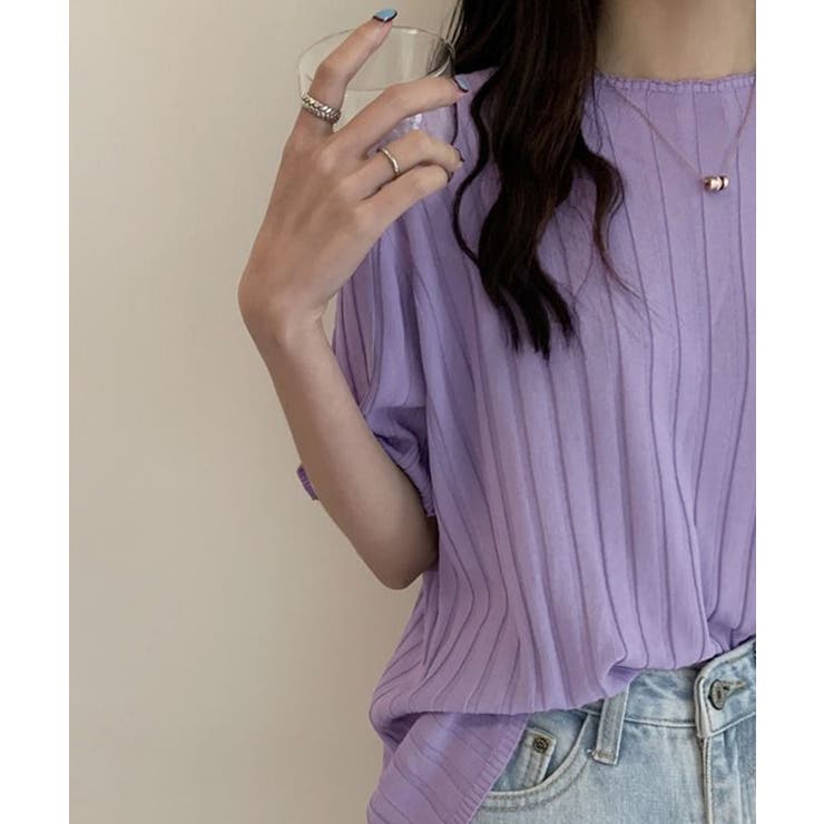 薄手リブニットTシャツレディース ベーシックニット着やせトップス 通勤通学 | SUNSHINE CLOSET | 詳細画像13 