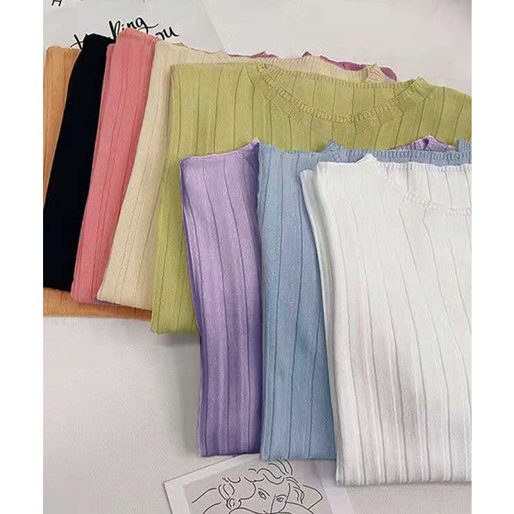 薄手リブニットTシャツレディース ベーシックニット着やせトップス 通勤通学 | SUNSHINE CLOSET | 詳細画像14 