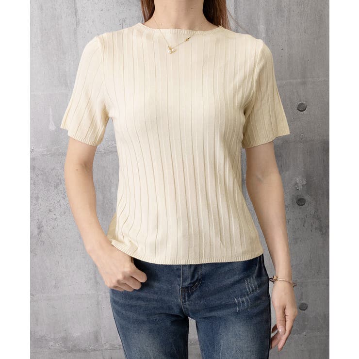 薄手リブニットTシャツレディース ベーシックニット着やせトップス 通勤通学 | SUNSHINE CLOSET | 詳細画像16 