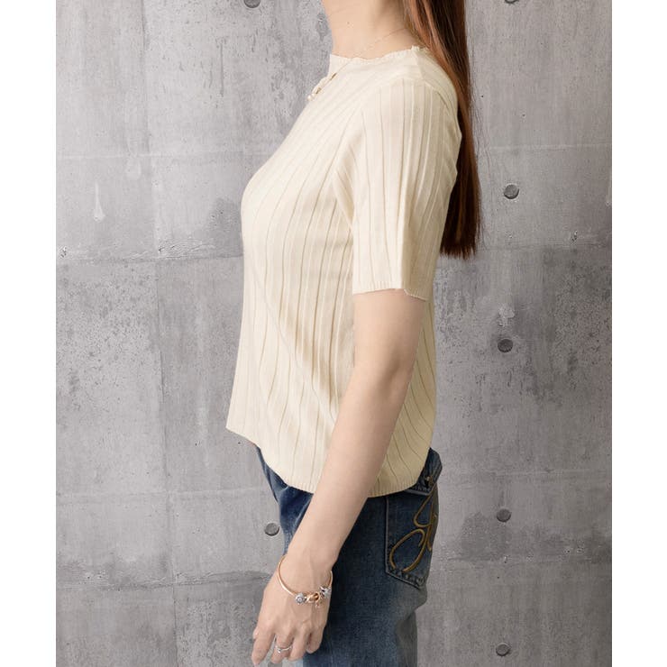 薄手リブニットTシャツレディース ベーシックニット着やせトップス 通勤通学 | SUNSHINE CLOSET | 詳細画像17 