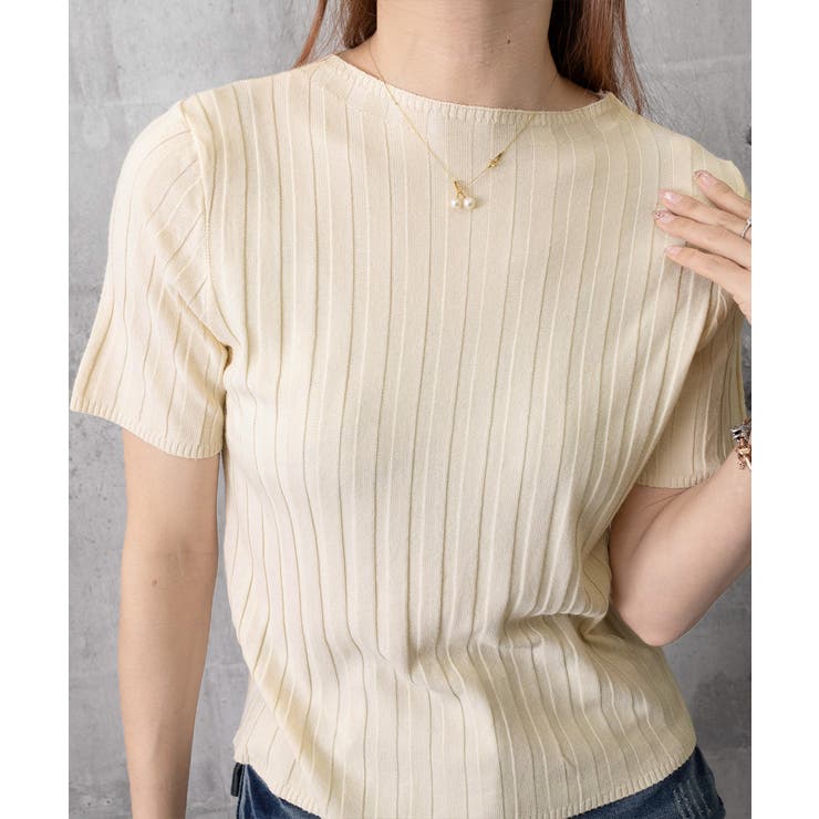 薄手リブニットTシャツレディース ベーシックニット着やせトップス 通勤通学 | SUNSHINE CLOSET | 詳細画像18 