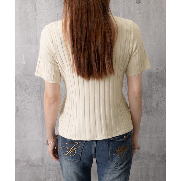 薄手リブニットTシャツレディース ベーシックニット着やせトップス 通勤通学 | SUNSHINE CLOSET | 詳細画像19 