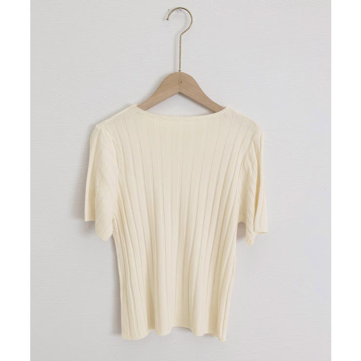 薄手リブニットTシャツレディース ベーシックニット着やせトップス 通勤通学 | SUNSHINE CLOSET | 詳細画像21 