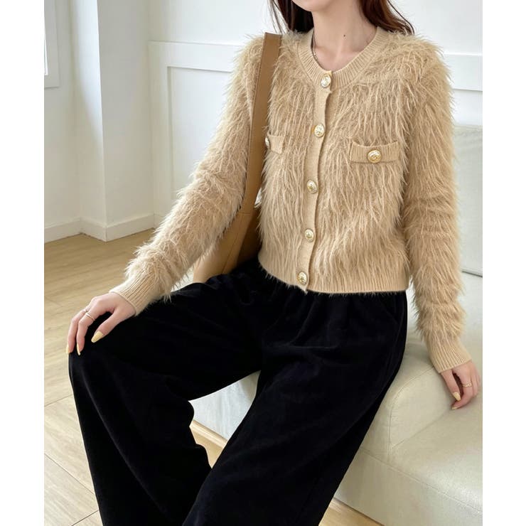 上品シャギーニットトップス 大人可愛い長袖クルーネック羽織りきれいめ韓国風フェミ… | SUNSHINE CLOSET | 詳細画像11 
