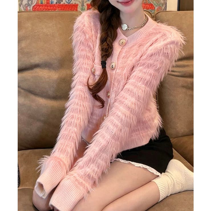 上品シャギーニットトップス 大人可愛い長袖クルーネック羽織りきれいめ韓国風フェミ… | SUNSHINE CLOSET | 詳細画像12 