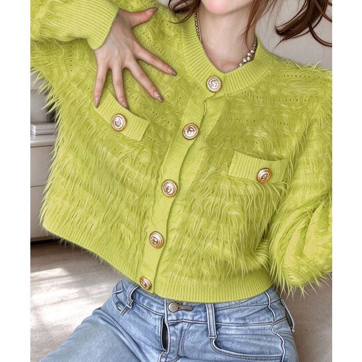 上品シャギーニットトップス 大人可愛い長袖クルーネック羽織りきれいめ韓国風フェミ… | SUNSHINE CLOSET | 詳細画像14 