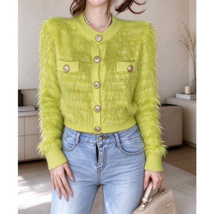 上品シャギーニットトップス 大人可愛い長袖クルーネック羽織りきれいめ韓国風フェミ… | SUNSHINE CLOSET | 詳細画像15 
