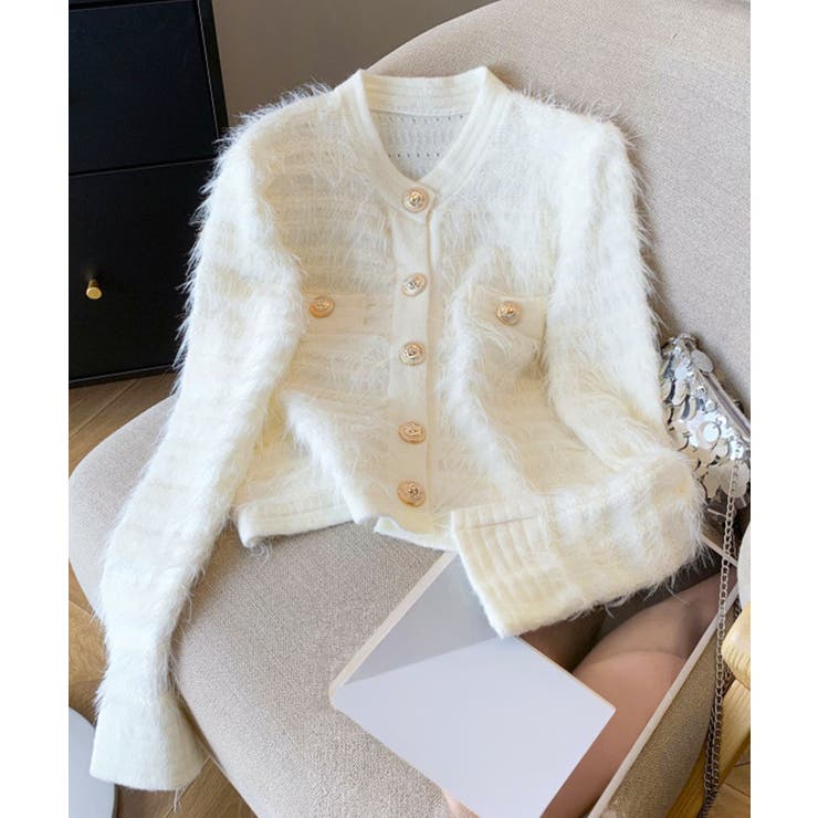 上品シャギーニットトップス 大人可愛い長袖クルーネック羽織りきれいめ韓国風フェミ… | SUNSHINE CLOSET | 詳細画像20 