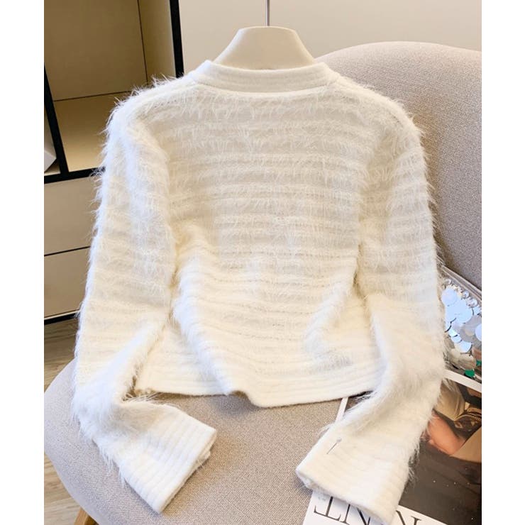 上品シャギーニットトップス 大人可愛い長袖クルーネック羽織りきれいめ韓国風フェミ… | SUNSHINE CLOSET | 詳細画像21 
