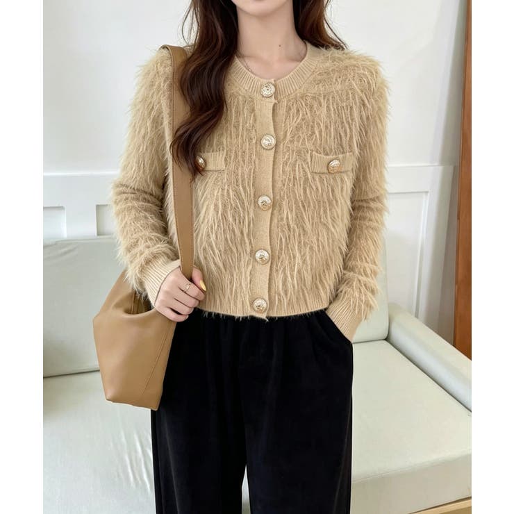 上品シャギーニットトップス 大人可愛い長袖クルーネック羽織りきれいめ韓国風フェミ… | SUNSHINE CLOSET | 詳細画像9 