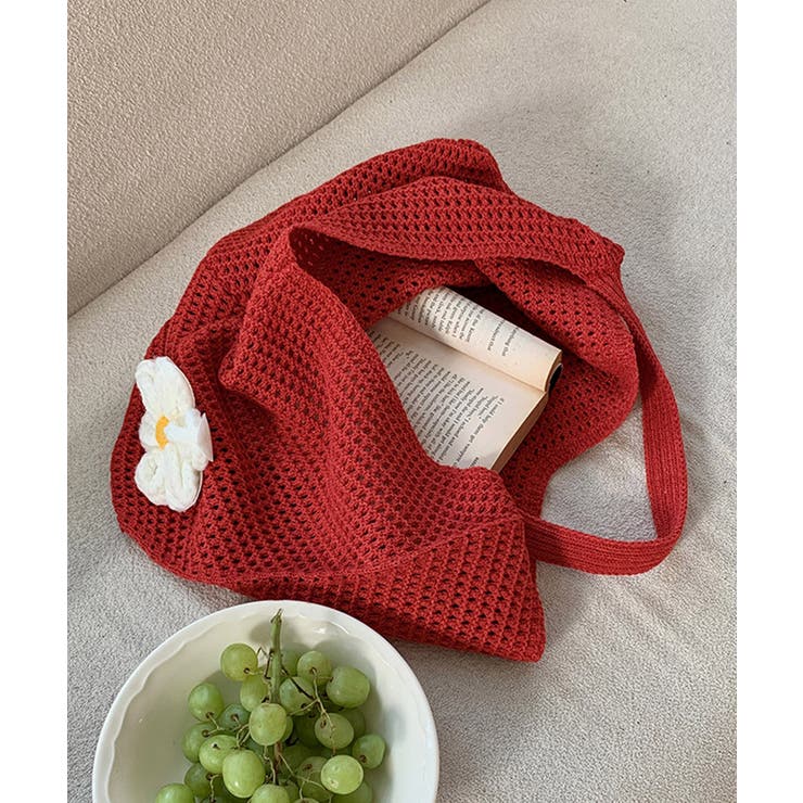 トートバッグ花モチーフ付き編みバッグ軽量 | SUNSHINE CLOSET | 詳細画像19 