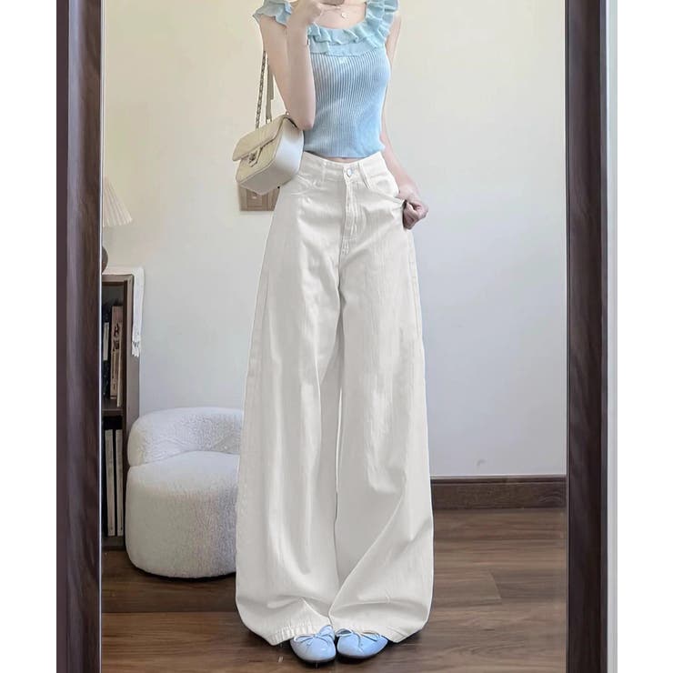 レディース 着やせワイドパンツ 薄手デニムパンツ美脚 | SUNSHINE CLOSET | 詳細画像15 