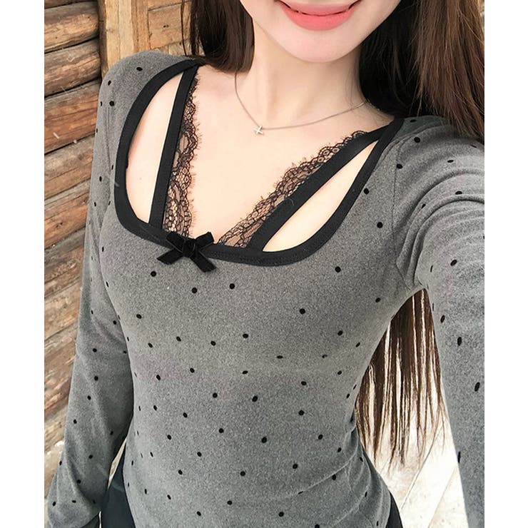 ドット柄トップス レイヤード風カットソー | SUNSHINE CLOSET | 詳細画像1 