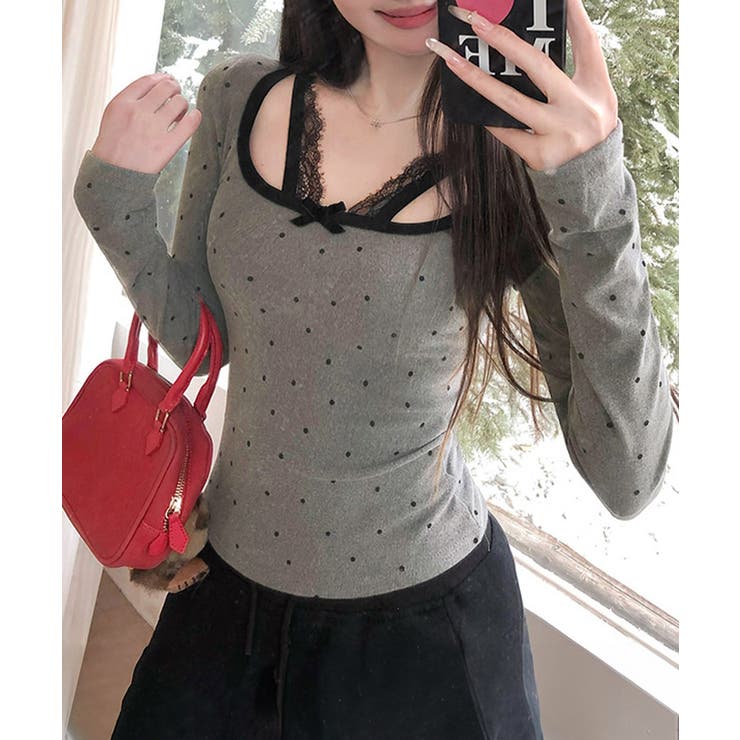 ドット柄トップス レイヤード風カットソー | SUNSHINE CLOSET | 詳細画像2 