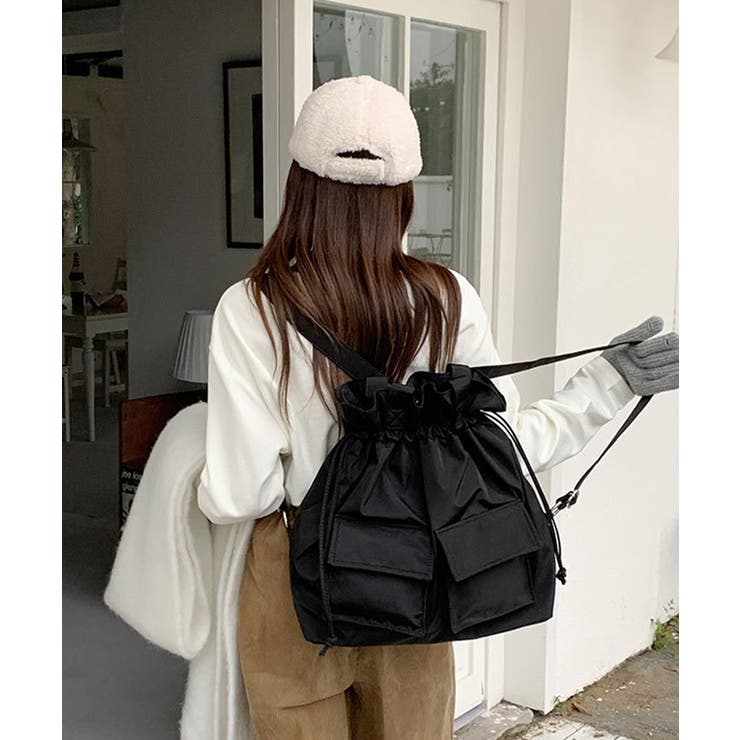 巾着風リュックサック 大容量バックパック | SUNSHINE CLOSET | 詳細画像3 