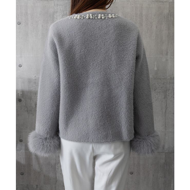 モヘアニットカーディガンファージャケット[品番：AGCW0007345