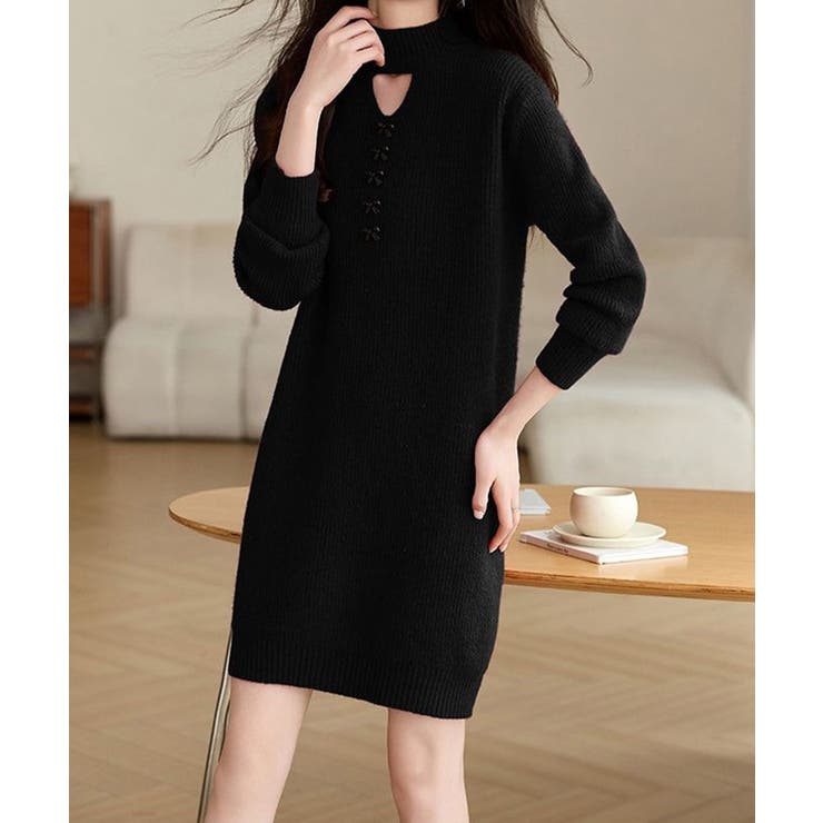 胸元セクシーニットワンピース リボン付き | SUNSHINE CLOSET | 詳細画像6 