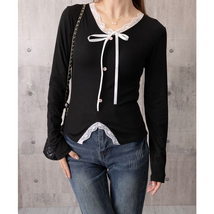 レディース 大人可愛いレースカットソー春秋 お洒落ニットソー | SUNSHINE CLOSET | 詳細画像14 