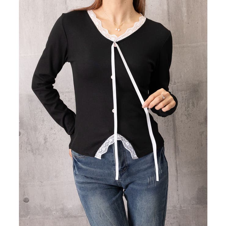 レディース 大人可愛いレースカットソー春秋 お洒落ニットソー | SUNSHINE CLOSET | 詳細画像15 