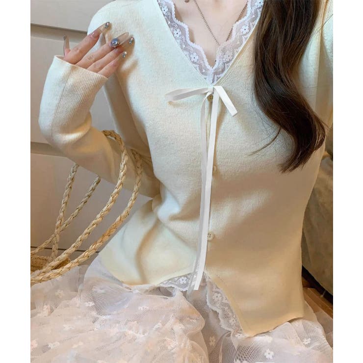 レディース 大人可愛いレースカットソー春秋 お洒落ニットソー | SUNSHINE CLOSET | 詳細画像2 