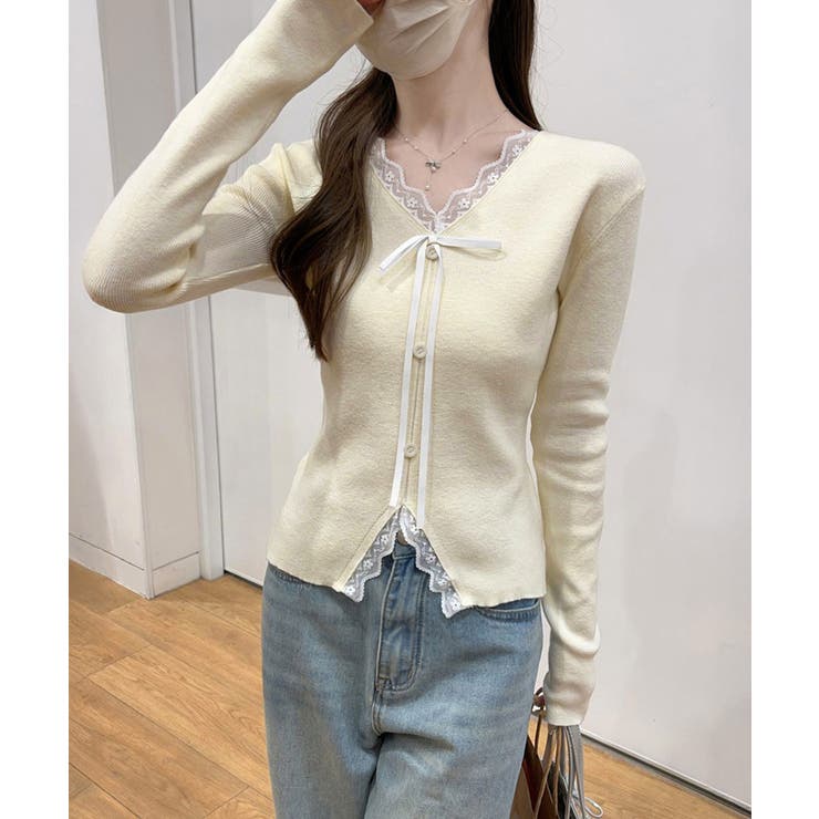 レディース 大人可愛いレースカットソー春秋 お洒落ニットソー | SUNSHINE CLOSET | 詳細画像9 