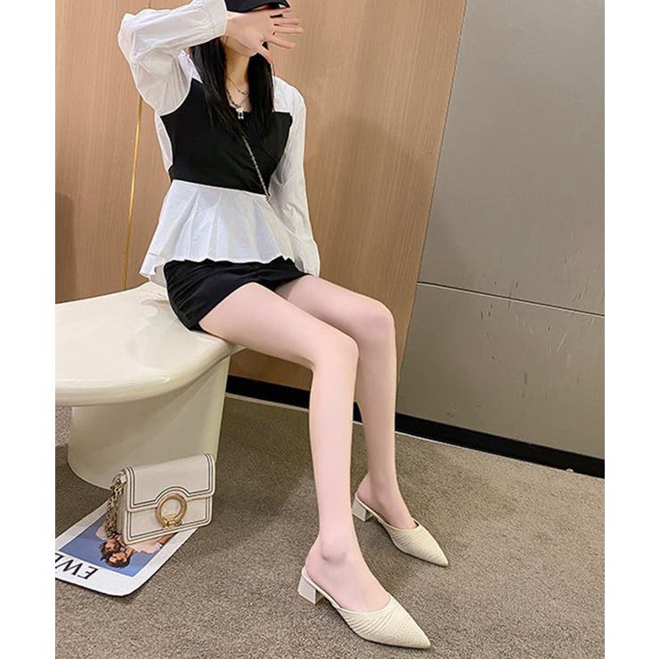 ニットミュールパンプス チャンキーヒール | SUNSHINE CLOSET | 詳細画像13 