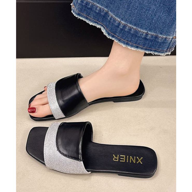 ラインストーンスリッパサンダル 大人上品 ワイドベルトミュールサンダルきれいめ | SUNSHINE CLOSET | 詳細画像14 