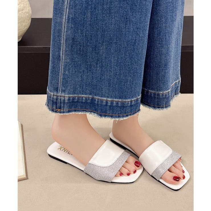ラインストーンスリッパサンダル 大人上品 ワイドベルトミュールサンダルきれいめ | SUNSHINE CLOSET | 詳細画像17 