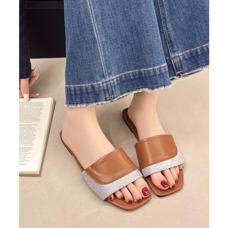 ラインストーンスリッパサンダル 大人上品 ワイドベルトミュールサンダルきれいめ | SUNSHINE CLOSET | 詳細画像24 