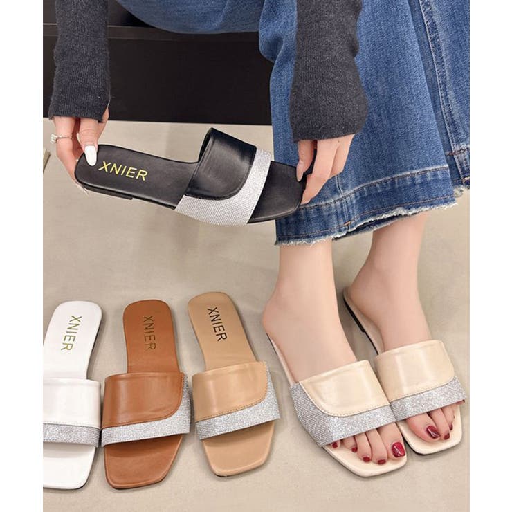 ラインストーンスリッパサンダル 大人上品 ワイドベルトミュールサンダルきれいめ | SUNSHINE CLOSET | 詳細画像29 