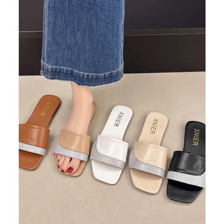 ラインストーンスリッパサンダル 大人上品 ワイドベルトミュールサンダルきれいめ | SUNSHINE CLOSET | 詳細画像30 