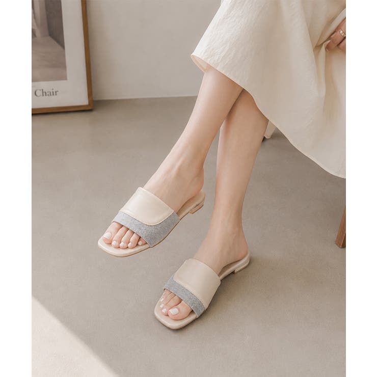 ラインストーンスリッパサンダル 大人上品 ワイドベルトミュールサンダルきれいめ | SUNSHINE CLOSET | 詳細画像6 