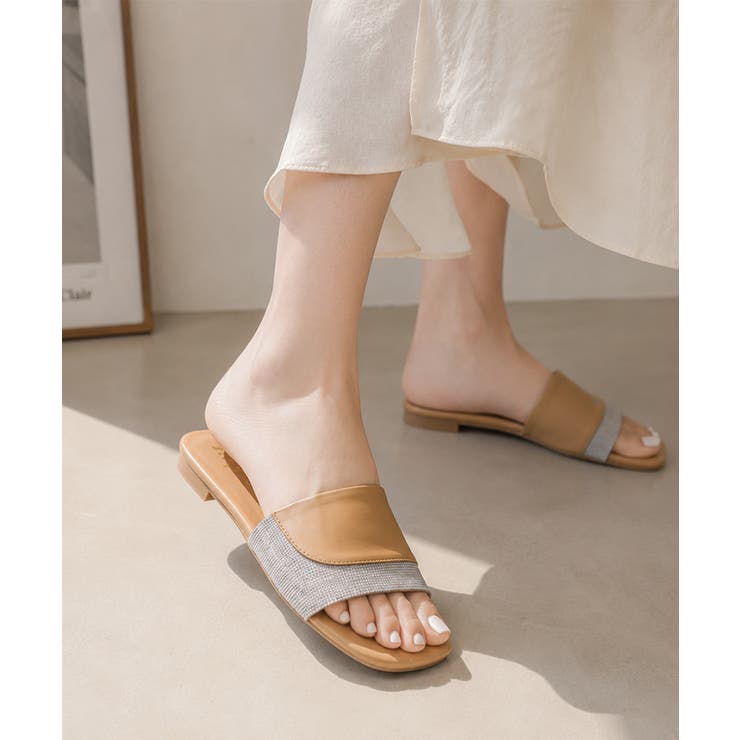 ラインストーンスリッパサンダル 大人上品 ワイドベルトミュールサンダルきれいめ | SUNSHINE CLOSET | 詳細画像9 