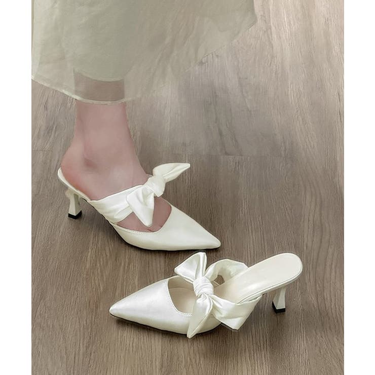 ミュールサンダルレディース きれいめ 歩きやすいリボンパンプス上品 | SUNSHINE CLOSET | 詳細画像3 